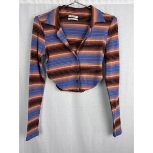 Striped Long Sleeve Button-Up Top